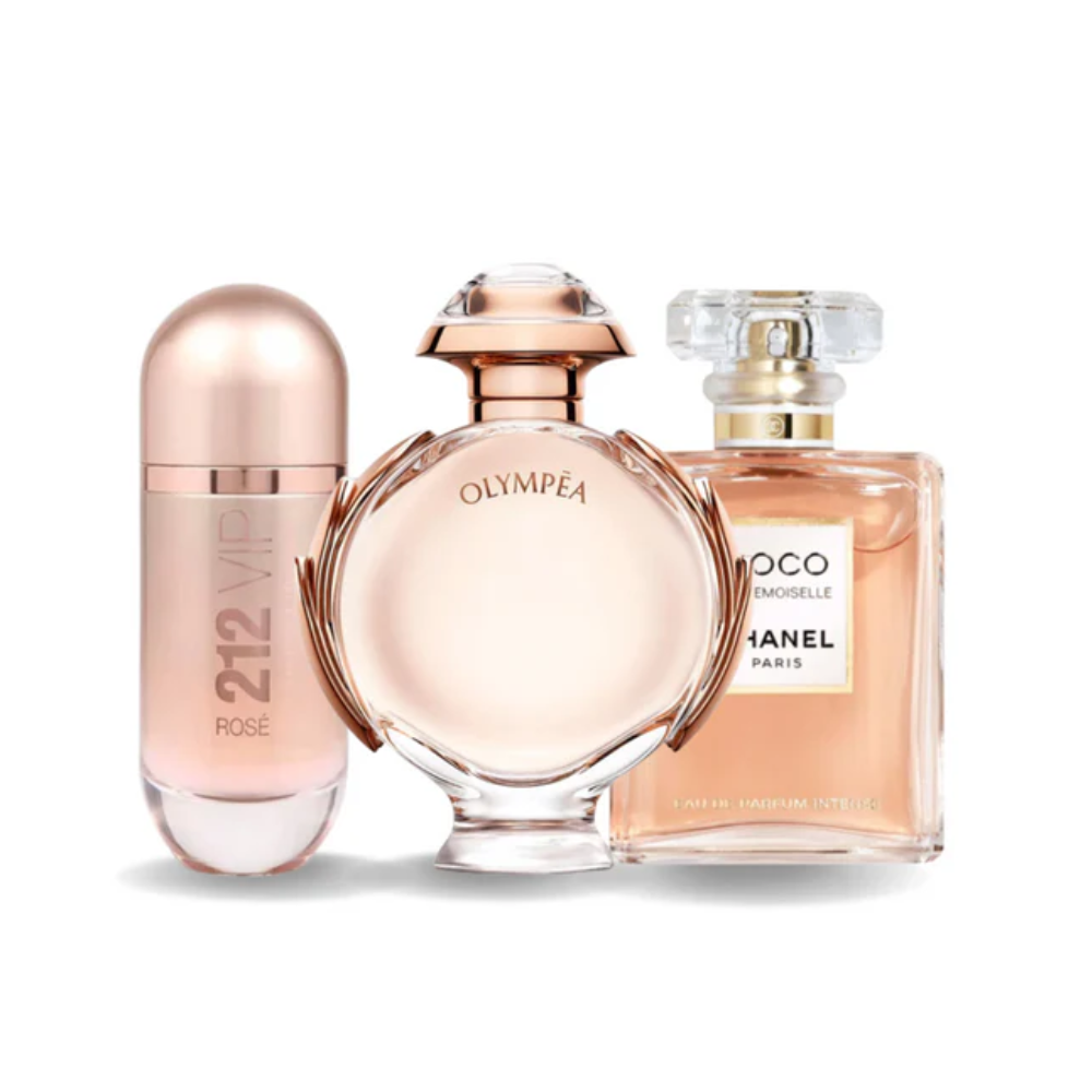 3 Parfums Carolina Herrera 212 VIP ROSÉ,  Paco Rabanne OLYMPÉA et Chanel COCO MADEMOISELLE (Eau de Parfum) 100ml  - Pour femmes