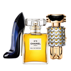 3 Parfums Carolina Herrera GOOD GIRL, Chanel Nº5 et Paco Rabanne FAME 100ml (Eau de Parfum) Pour femmes