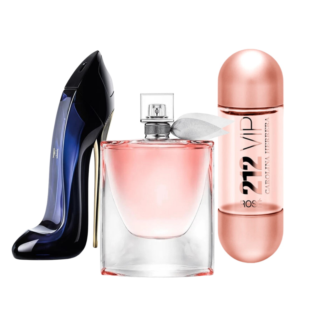 3 Parfums Carolina Herrera GOOD GIRL, Lancôme LA VIE EST BELLE et Carolina Herrera 212 VIP ROSÉ 100ml (Eau de Parfum) Pour femmes