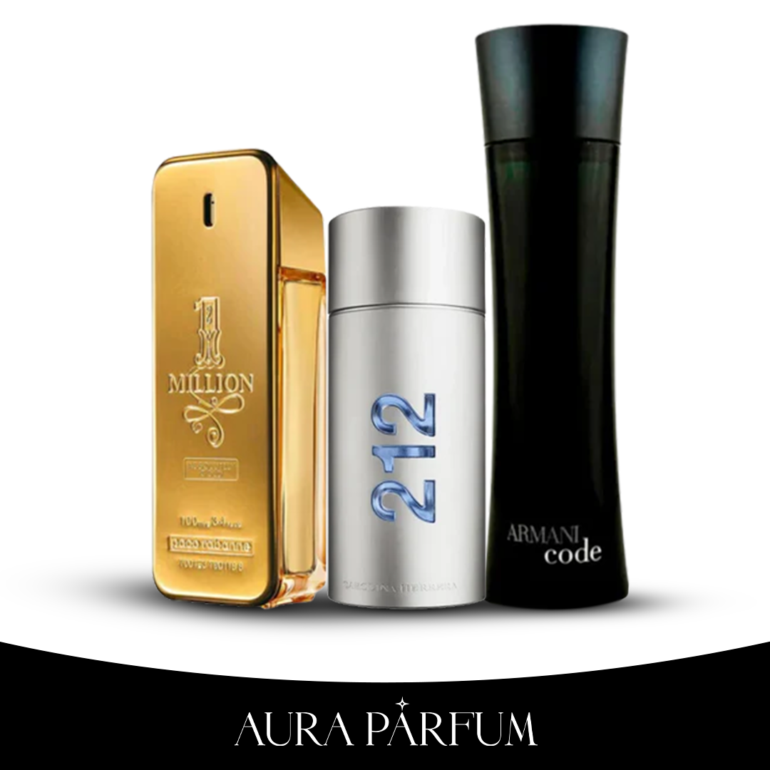 3 Parfums 212 Men NYC, Paco Rabanne One Million, Armani Code Homme (Eau de Parfum) 100ml  - Pour hommes