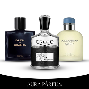 3 Parfums Bleu de Chanel, Creed Aventus, Dolce Gabbana Light Blue (Eau Parfum) 100ml  - Pour hommes