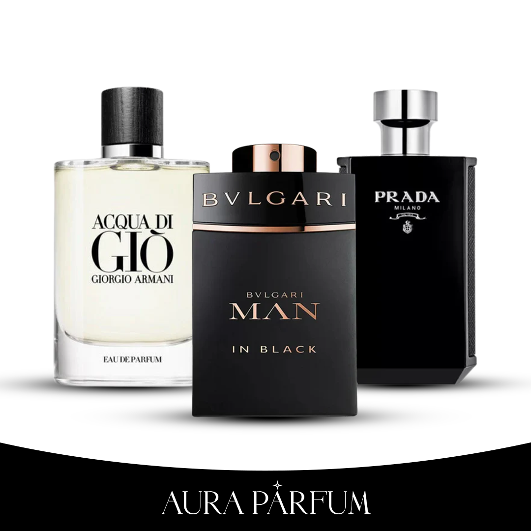 3 Parfums Bvlgari In Black, Giorgio Armani Acqua Di Gio, L'Homme Prada Intense 100ml (Eau Parfum) - Pour hommes