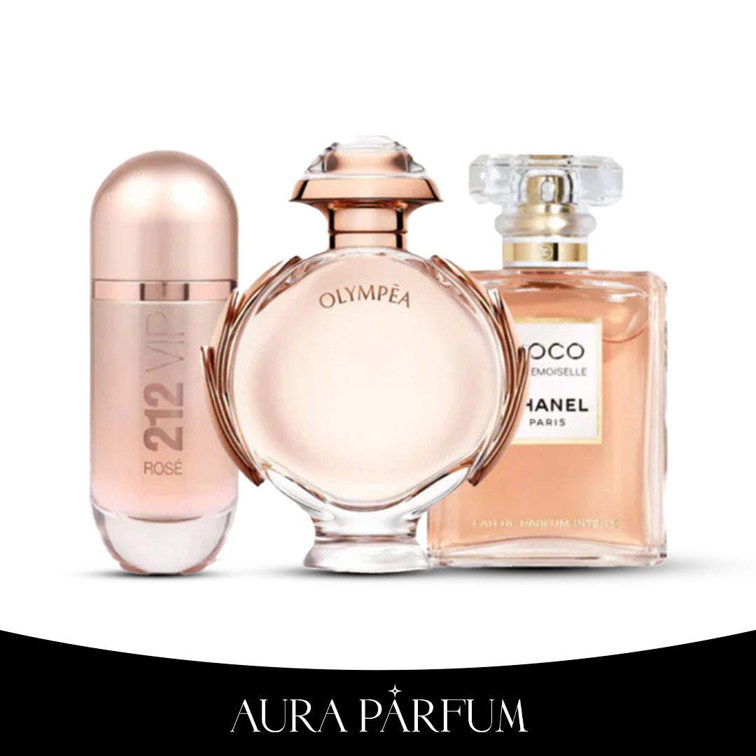 3 Parfums Carolina Herrera 212 VIP ROSÉ,  Paco Rabanne OLYMPÉA et Chanel COCO MADEMOISELLE (Eau de Parfum) 100ml  - Pour femmes