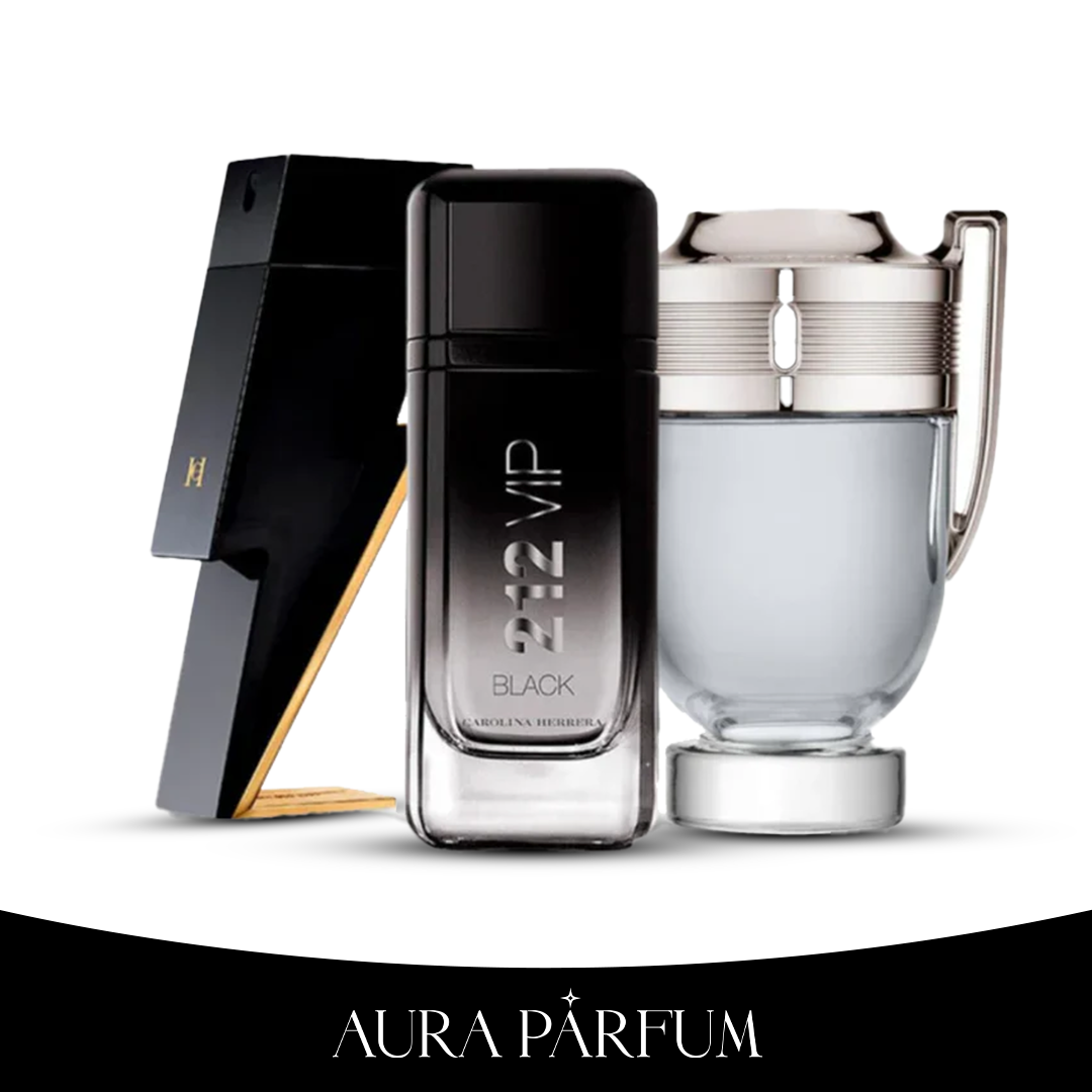 3 Parfums Carolina Herrera BAD BOY, Carolina Herrera 212 VIP BLACK e Paco Rabanne INVICTUS (Eau de Parfum) 100ml  - Pour hommes