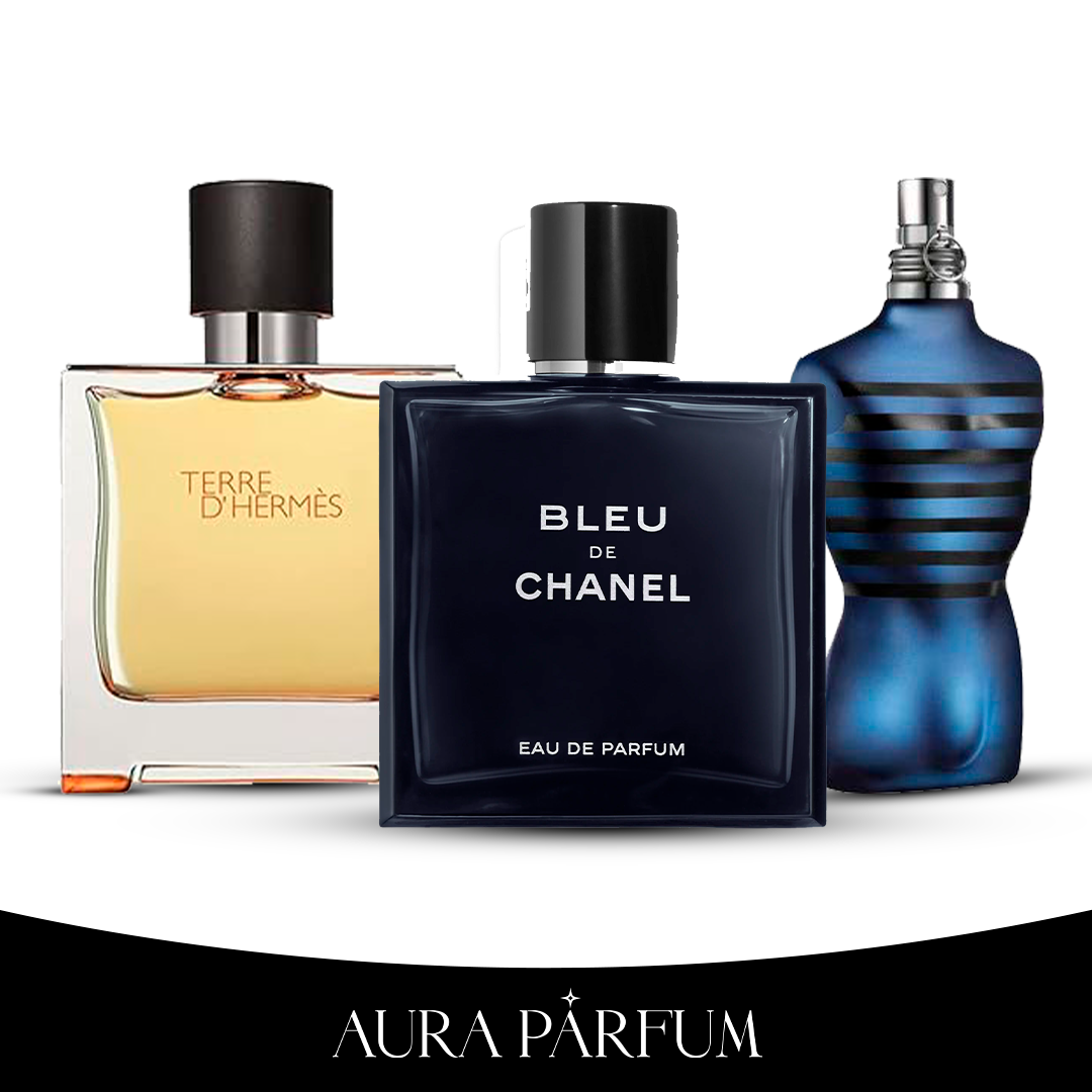 3 Parfums Bleu de Chanel, Terre d’Hermès, Jean Paul Gaultier ULTRA MALE (Eau Parfum) 100ml - Pour hommes