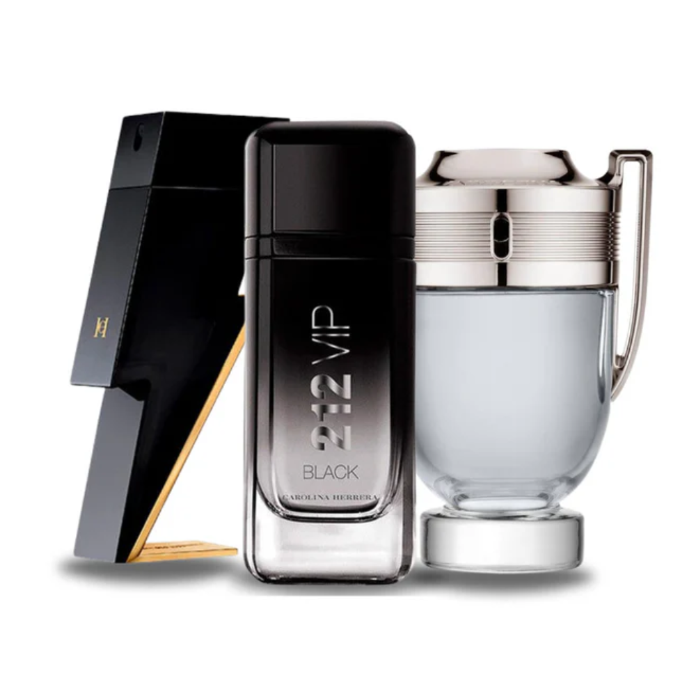 3 Parfums Carolina Herrera BAD BOY, Carolina Herrera 212 VIP BLACK e Paco Rabanne INVICTUS (Eau de Parfum) 100ml  - Pour hommes