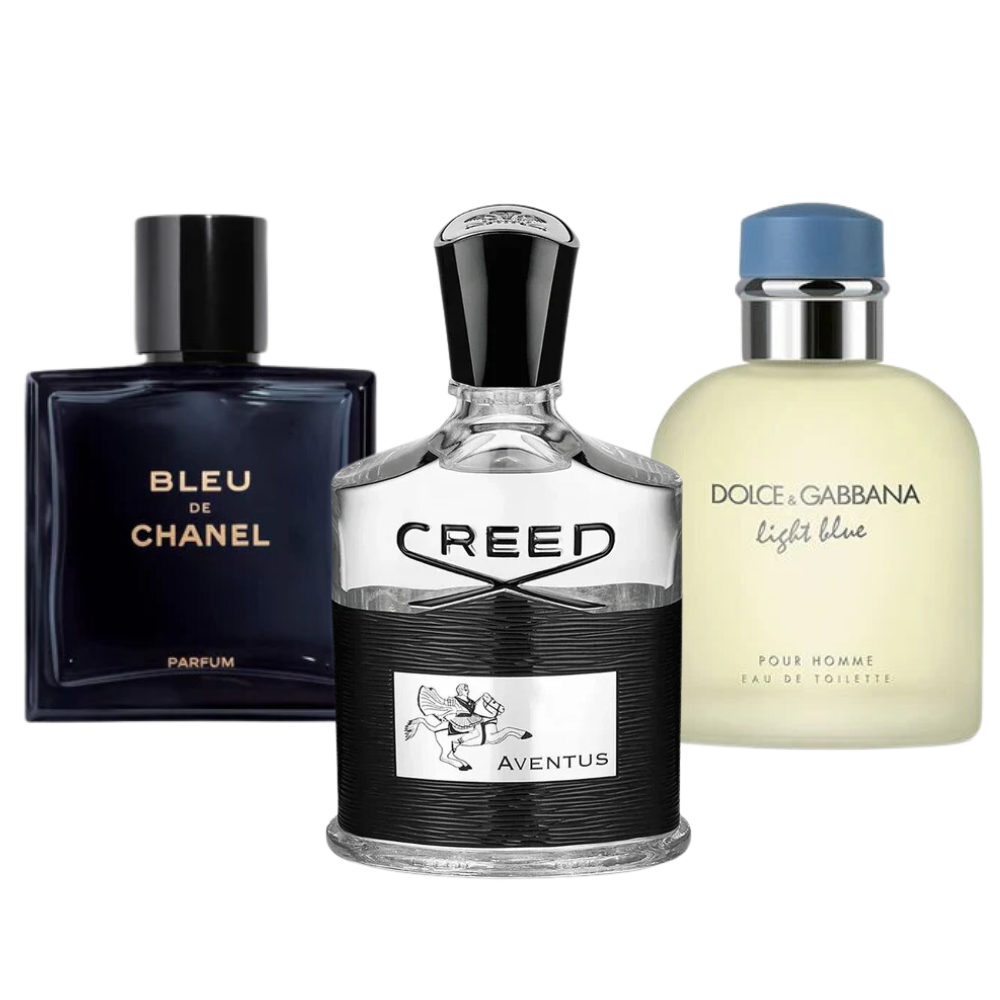 3 Parfums Bleu de Chanel, Creed Aventus, Dolce Gabbana Light Blue (Eau Parfum) 100ml  - Pour hommes